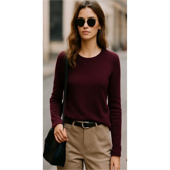 41 Hawthorn 100% Cashmere Sweater Women’s Size L Burgundy Soft Lightweight - Picture 1 of 9